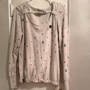 Naketano Cream Pullover with Mini Fruit & Floral Motifs